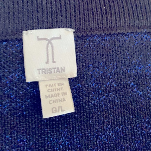 Tristan 2 piece knit cardigan and skirt suit with metallic floral print size L - Picture 13 of 16